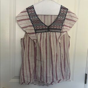 Striped Embroidered Women's Top